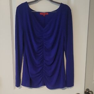 Narcisco Rodriguez For Design Nation Purple/Blue Long Sleeve Shirred Top SZ XL